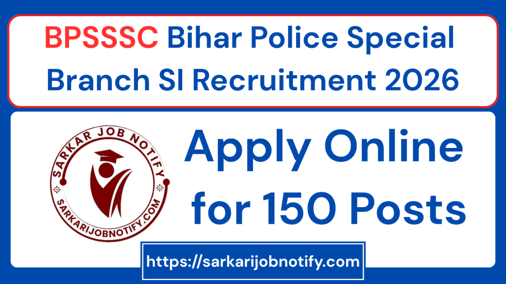 BPSSSC Bihar Police Special Branch SI Recruitment 2026