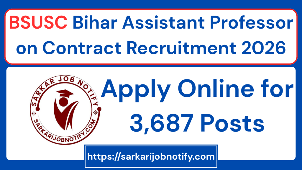 BSUSC Bihar Assistant Professor on Contract Recruitment 2026